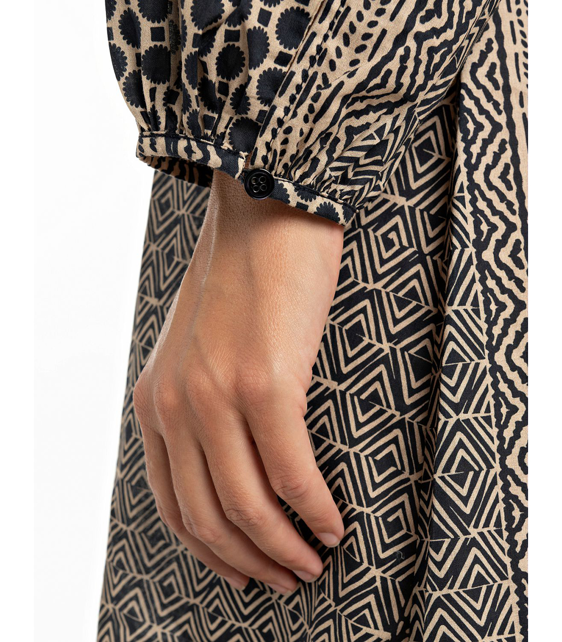 パッチワークプリント ロングドレス 詳細画像 ブラック/ベージュ 5